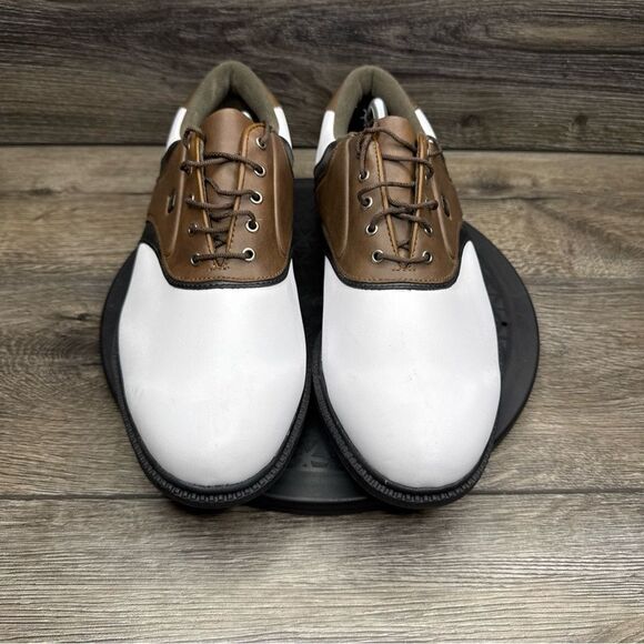 FootJoy FJ Leather White Brown Saddle Golf Shoes 45330 Mens 11.5 Wide - Picture 3 of 10